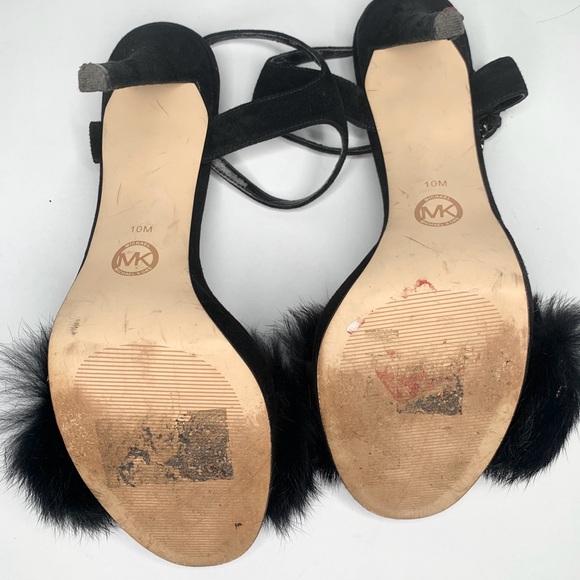 Michael Kors Black Fur Heeled Sandals - Picture 6 of 6